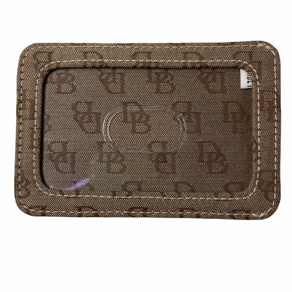 Dooney & Bourke Buckle Satchel Tote Bag Purse ID Card DB Signature Leather Trim - Picture 11 of 13